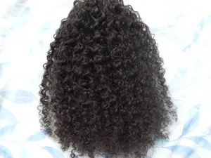 indian human hair extensions 9 pieces with 18 clips clip in hair kinky curly hair style dark brown natural black color