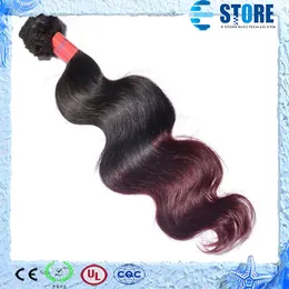 DHL Gratis frakt 1Bundles Brasilianska Virgin Hair Extensions Body Wave 100g / Piece Ombre T1B / Burgundy Färg, M