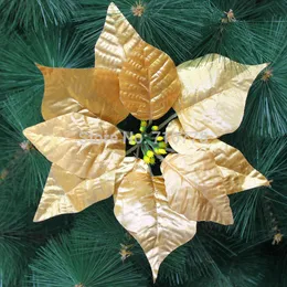 20 CM de ouro de prata decoração da árvore de natal decorações de natal flor decorações de natal flor artificial poinsettia