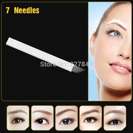 Wholesale-Free shipping JM611D-X4 100Pcs Permanent Makeup Manual Pen Blades 7- pin Needle For Eyebrow Tattoo