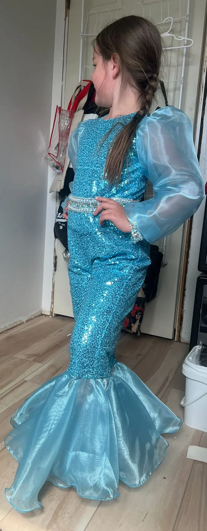 YOOJIA Combinaison Pailletée à Franges Pour Fille - Jumpsuit Disco Métallisée Pantalon Évasé Tenue Danse