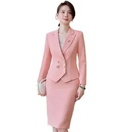 ORANDESIGNE Ensemble Jupe Et Veste Femme 2 Pièces - Blazer Slim Fit Chic Business - Crayon Jupe