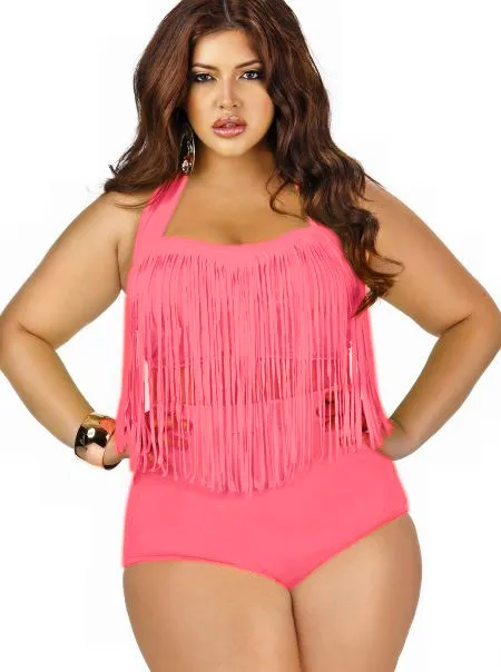 Plus Size Fringe Swimwear With Tassel Sexy Plus Size Swimsuits Colors Bathing Suits Fat Women