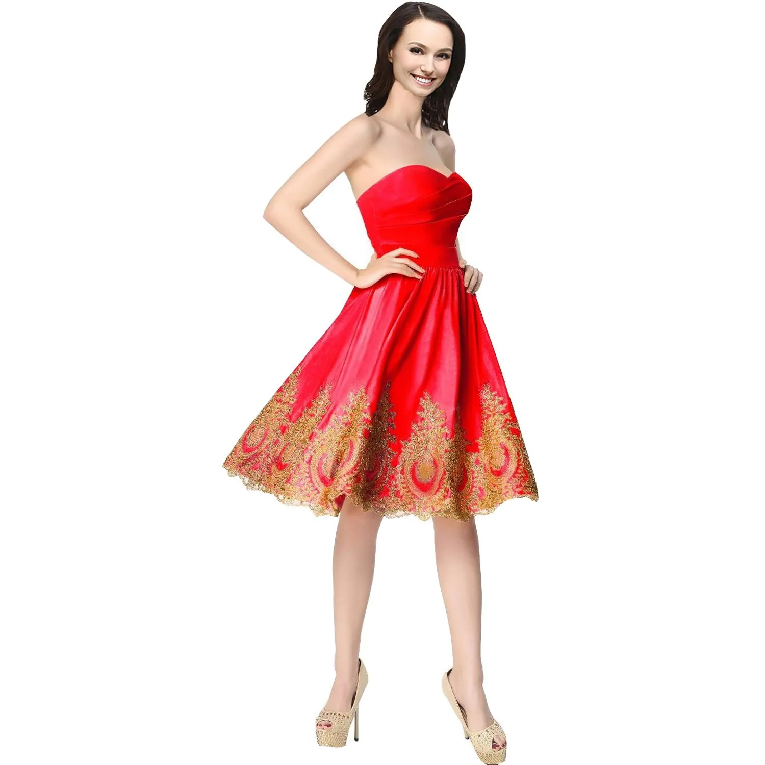 Gold Lace Short Homecoming Dresses Sweetheart Knee Length Simple Corset Prom Graduation Party Gowns Cheap 2019 Vestidos De Festa Pink