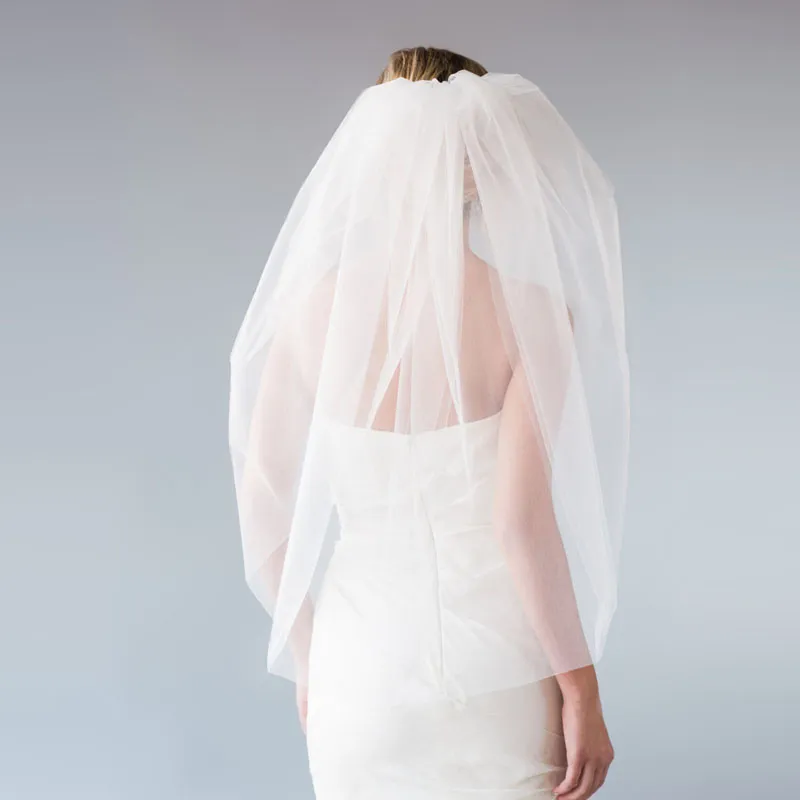 Double Layer Bridal Veil Soft Illusion Tulle, Elbow Length  display picture 2