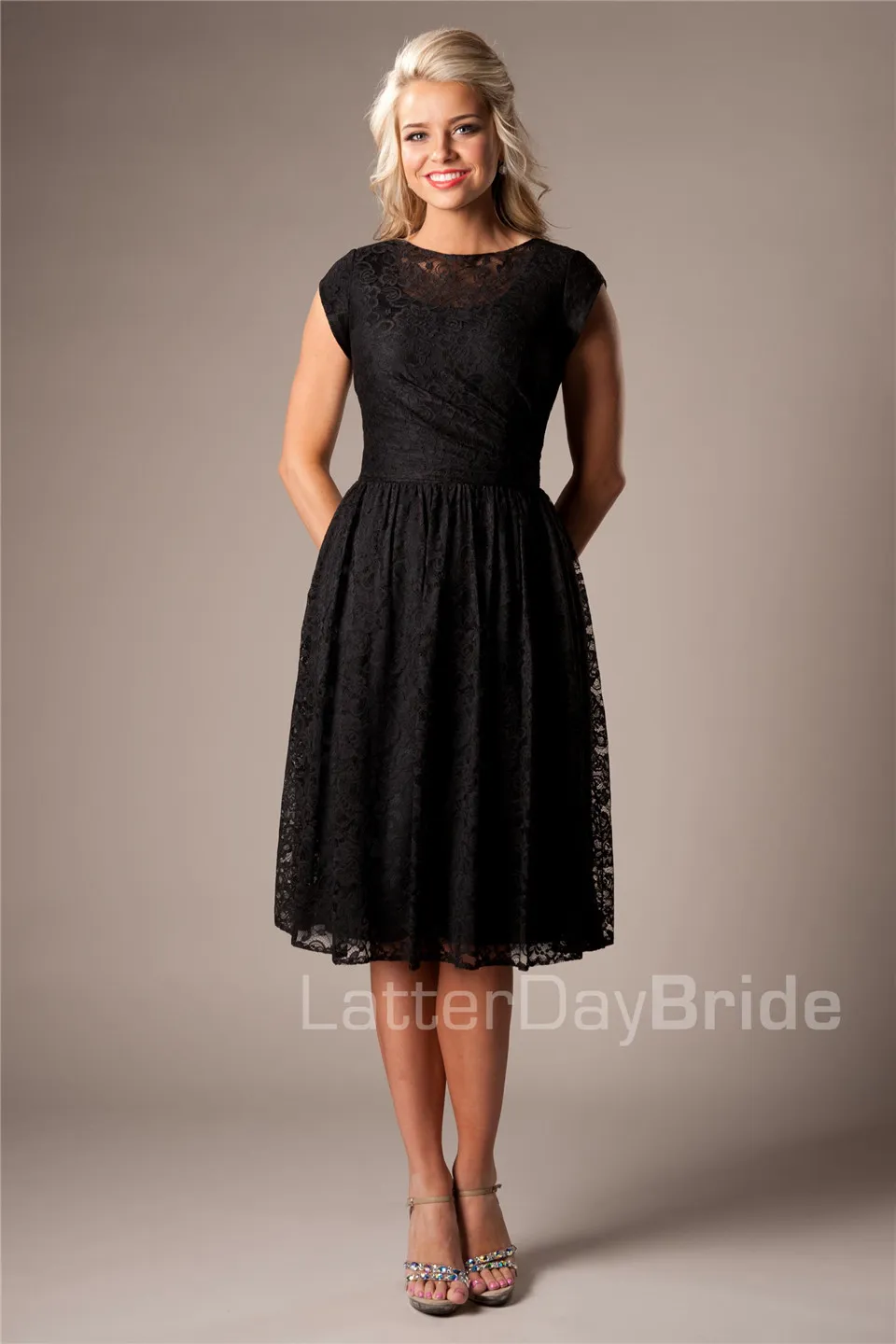 Black modest deals bridesmaid dresses