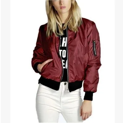 2016 Lady Casual Classic Chaqueta Bomber Acolchada Para Mujer Retro Vintage Zip Up Biker Coat De 28 55 DHgate