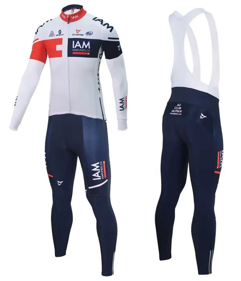 2024 IAM Team White Cycling Jersey Set Long Sleeve Spring Autumn Outdoor MTB Cycling Clothing Road Bike Clothes