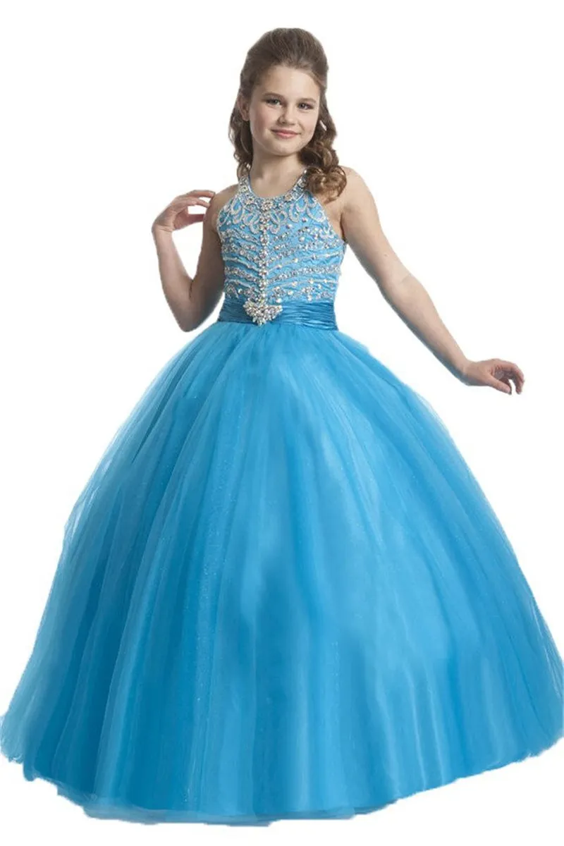 Customizable Beaded Tulle Gown for Girls - Floor Length A-Line Princess Dress for Special Occasions, Birthdays, and Pageants Customizable Beaded Tulle Gown for Girls - Floor Length A-Line Princess Dress for Special Occasions, Birthdays, and Pageants