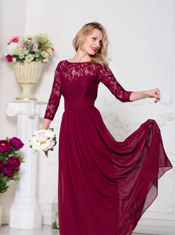 Modest lace sales bridesmaid dresses
