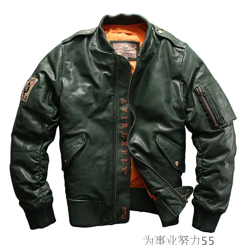 AVIREX Leather Down Bomber Best Winter Jackets With Flocking AVIREX Leather Down Bomber Best Winter Jackets With Flocking