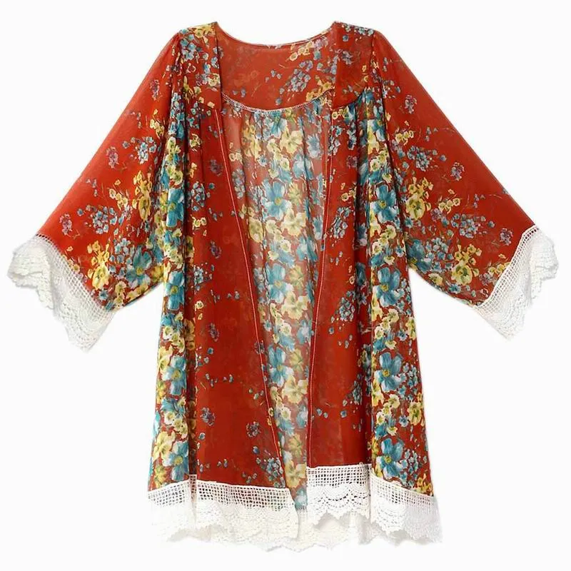 2024 Kimono Women Kimono Jacket Chiffon Cardigan Long Sleeve  display picture 1