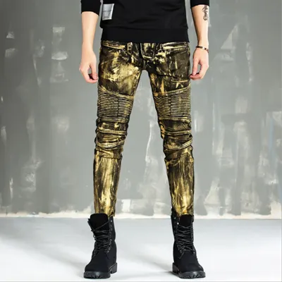 Gold biker jeans 2025