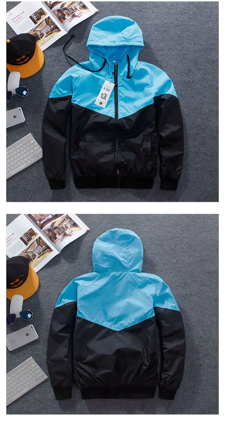Chaqueta De Entretiempo Para Hombre, Estilo Patchwork, A Prueba De Viento, Con Capucha, Hip Hop