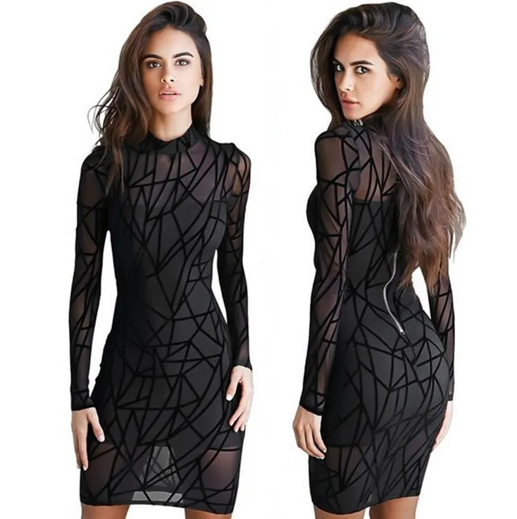 Sexy Perspective Yarn Sequin Bodycon Dress Sexy Perspective Yarn Sequin Bodycon Dress