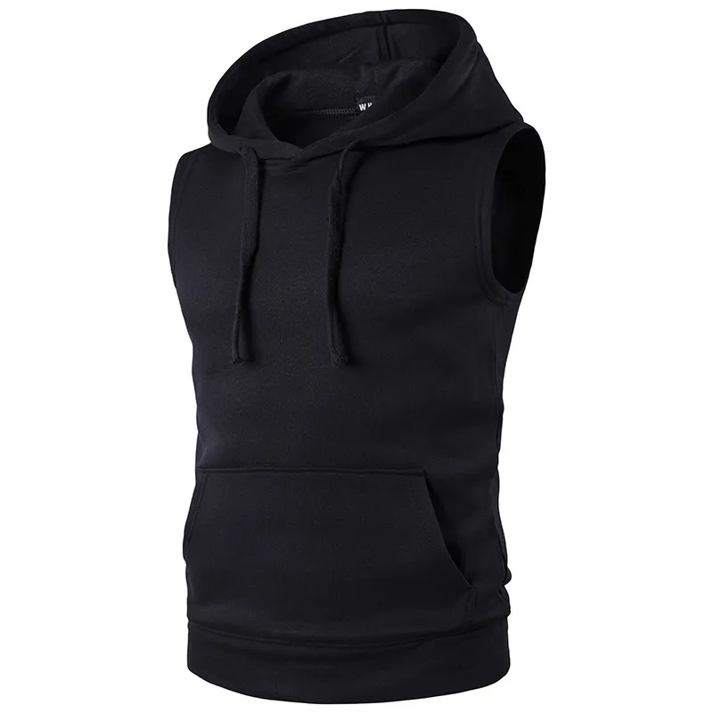 Wholesale 2017 Mens Fashion Fleece Plain Fit Hooded Sleeveless Vest Hoodies From 13 23 DHgate