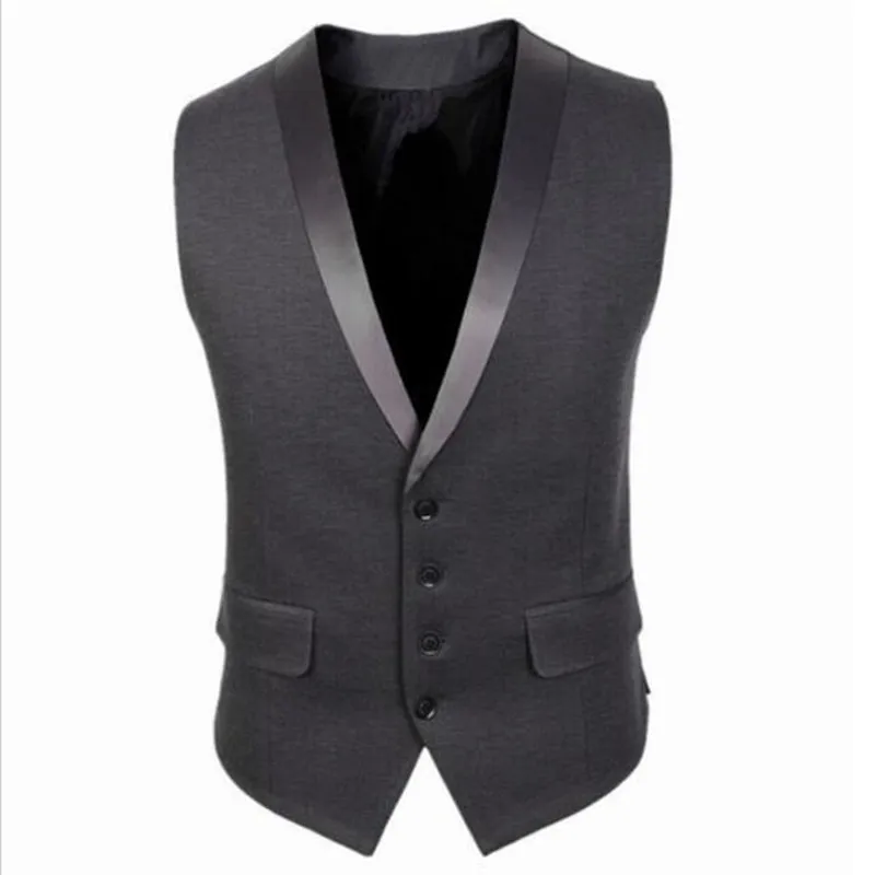 Wholesale Brand New 2017 Men's Vest Black Grey Groomsmens Vest Four Buttons  Wedding Prom Waistcoat Formal Business Vest Casual Wear