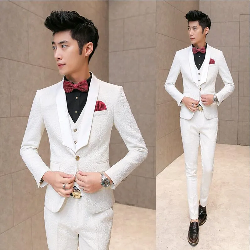 White slim suit hotsell
