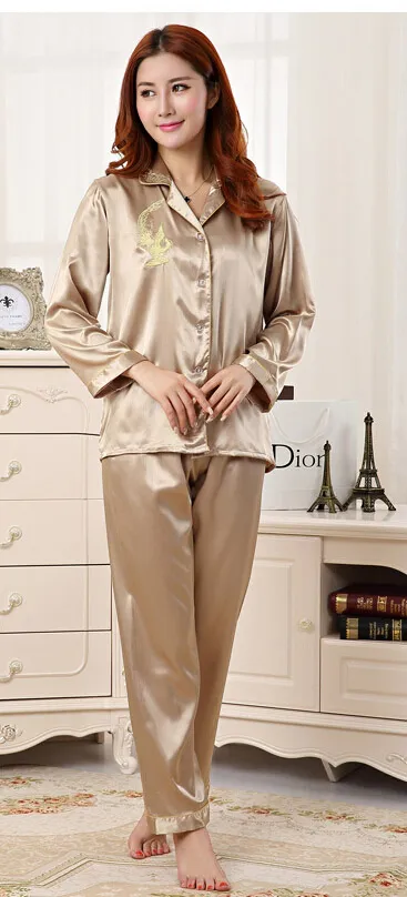 Chinese Silk Pajamas For Women And Men, Matching Couples Pajamas, Spring  And Autumn Long Sleeve Silk Satin Couple Pajama Sets From Beatricl, $17.47