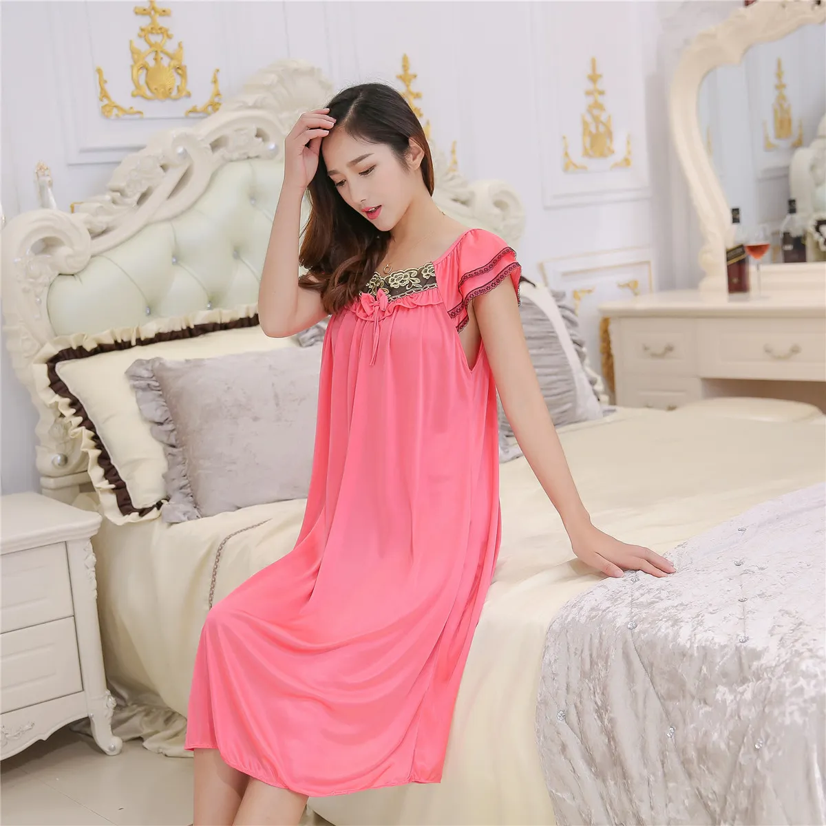 Plus Size Lace Nightgown With Ice Silk Skirt Wholesale Summer Chemise  Sleepwear With From Dalivid, $23.29