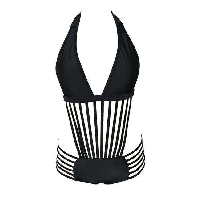 ToBeInStyle Women's One Piece Swimsuit - Fringe Monokini With Side Cut Outs & Padding
