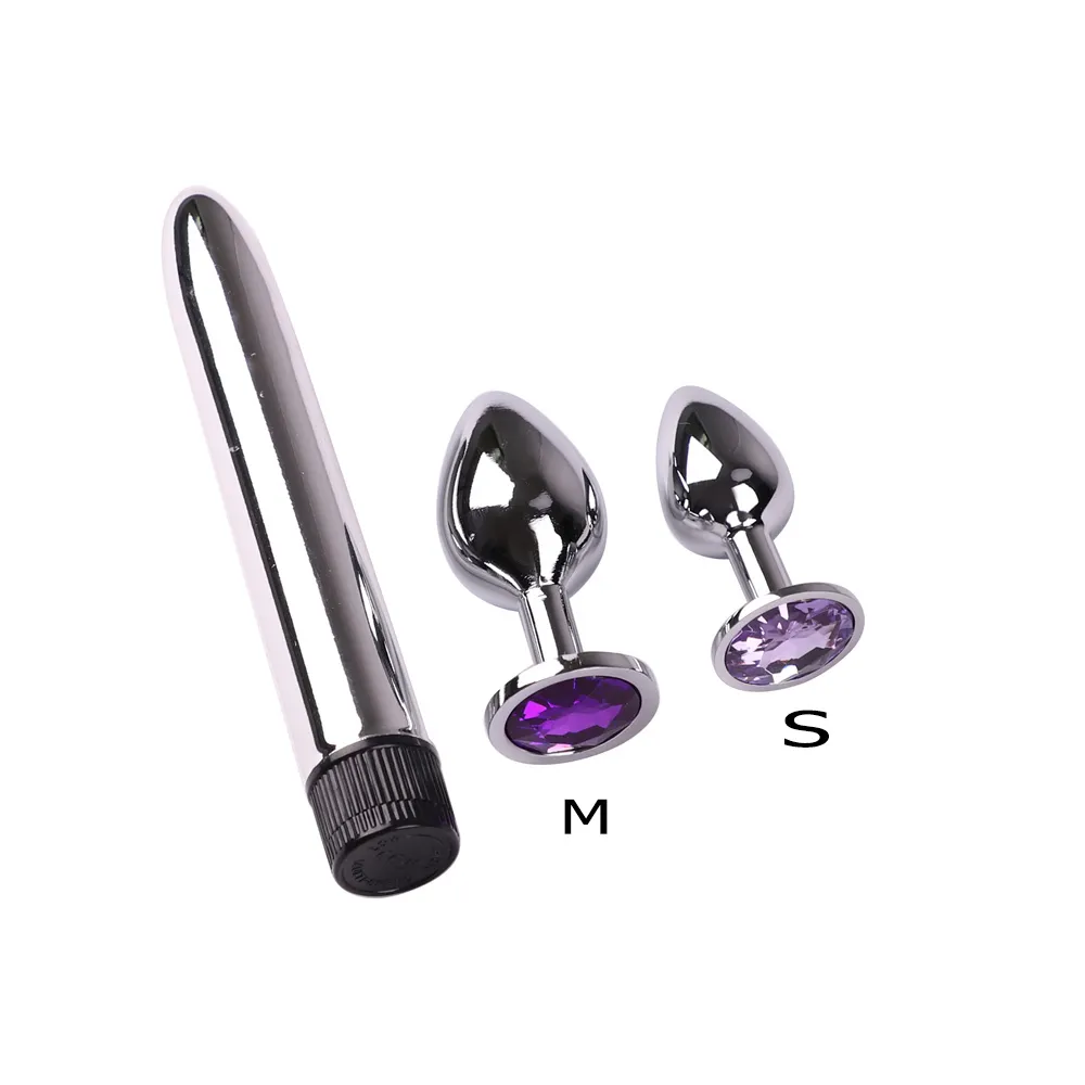 Stainless Steel Anal Butt Plug Set With Glass Bead... From Zhengrui09,  $7.03