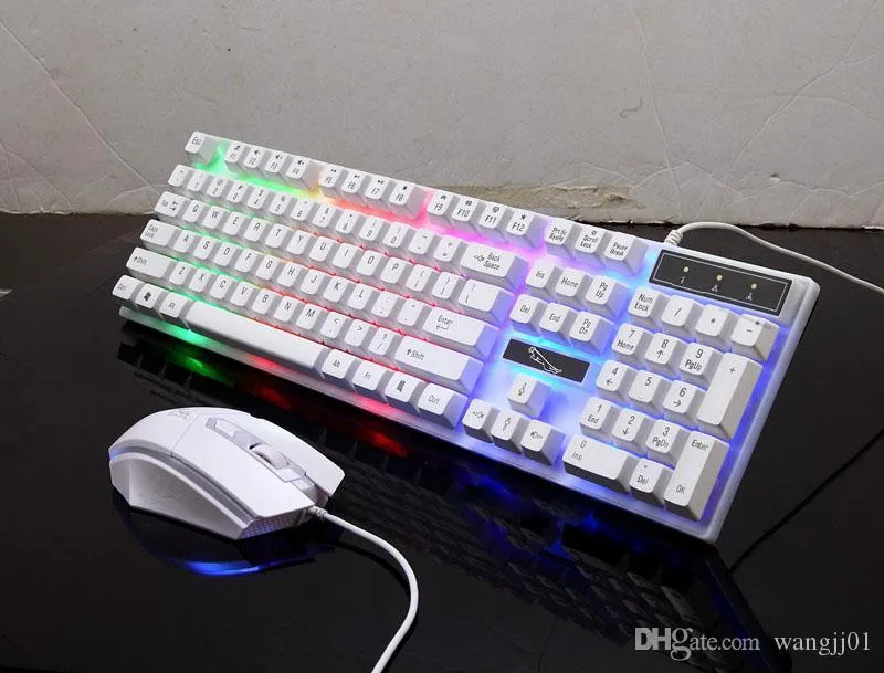 Combo De Teclado Y Mouse Para Videojuegos De Computadora, Teclado Con Retroiluminación De Arcoiris LED K1 Con 104 Teclas Para PC Y Computadora Portátil (blanco