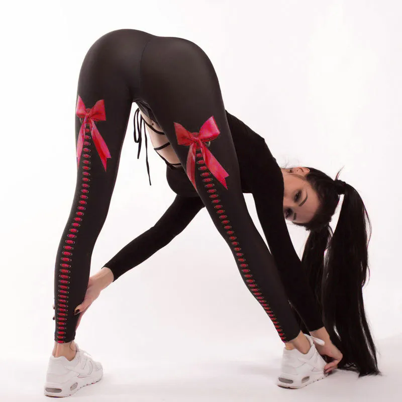 Mallas Con Estampado De Lazo Para Mujer Mallas Deportivas Sin