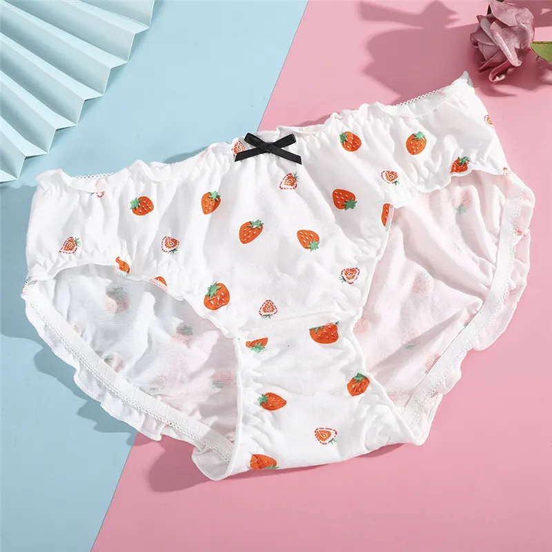 Women Sexy Cute Fruit Panties Cotton White Knickers Ruffle Lady Strawberry  Briefs Underwear Female Lingerie From Fzyiyi10, $13.46