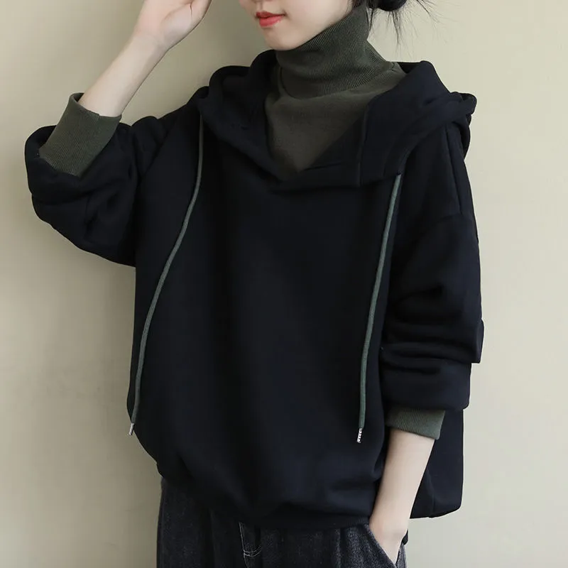 Turtleneck deals hoodie womens