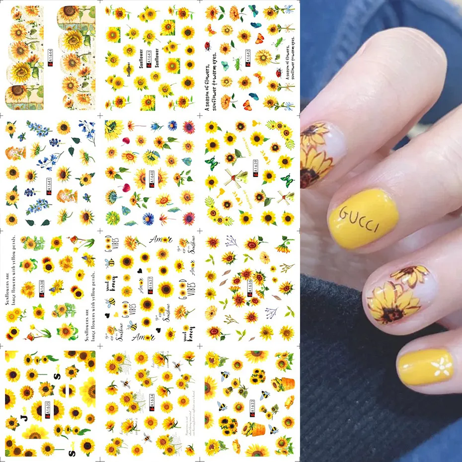 5 Sheets Sunflower Nail Art Stickers Luxury Designer Nail Art Supplies 3D  Self-Adhesive Nail Decals Sunflower Chrysanthemum Sun Flower Designs  Sticker for for Girl Nail Designs for Acrylic Nailsââ‚¬¦ : Amazon.in: Beauty