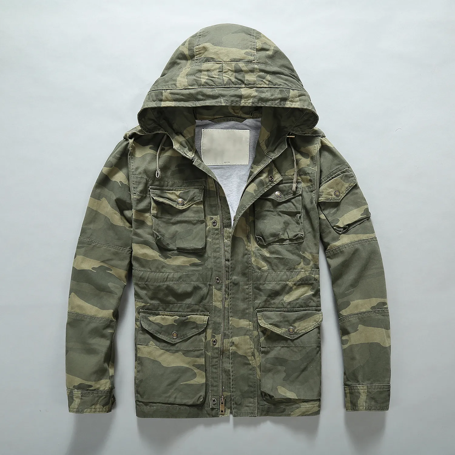 Mens Designer Camouflage Military Cargo Jacket With Multi Pockets
