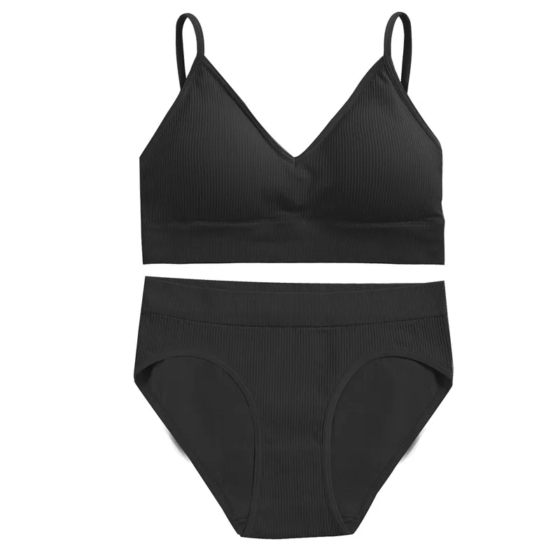 Seamless Bralette Set With Padded Underwear For Ladies Intimates