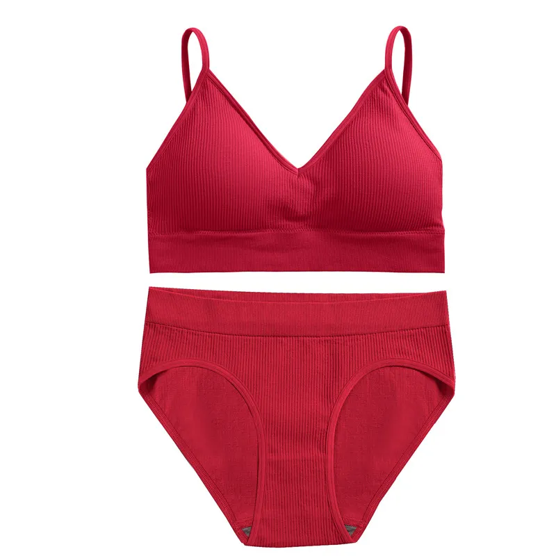 Seamless Bralette Set With Padded Underwear For Ladies Intimates