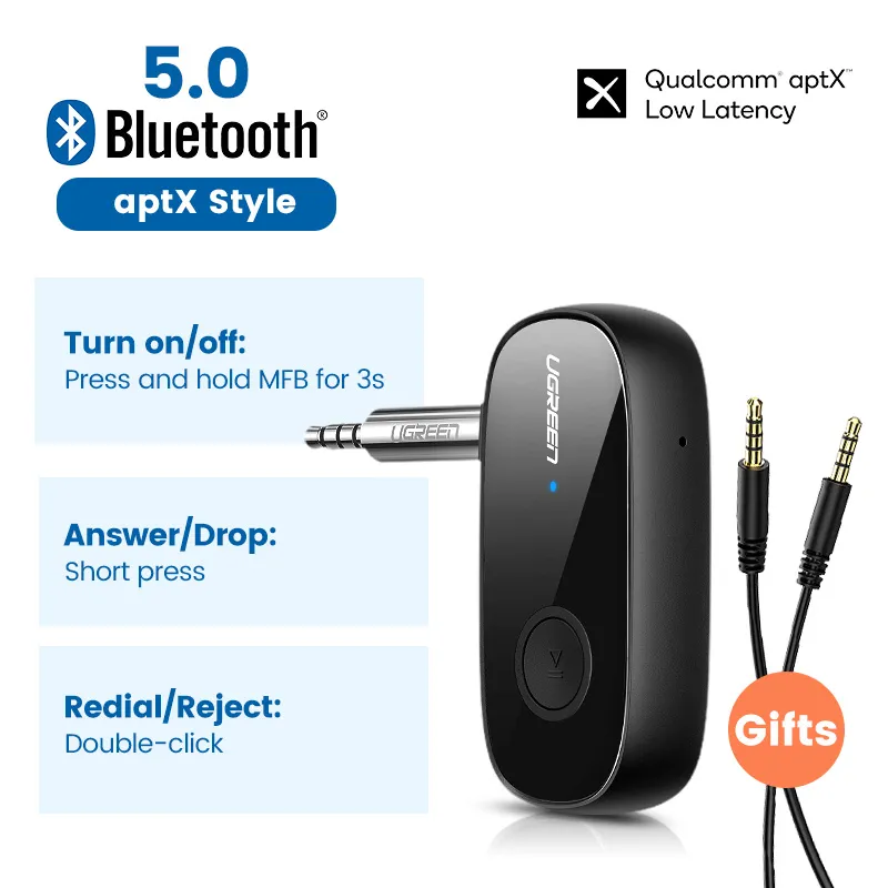 Récepteur Jack Adaptateur Bluetooth 3.0 + EDR + Audio 3,5mm + Microphone  A2DP