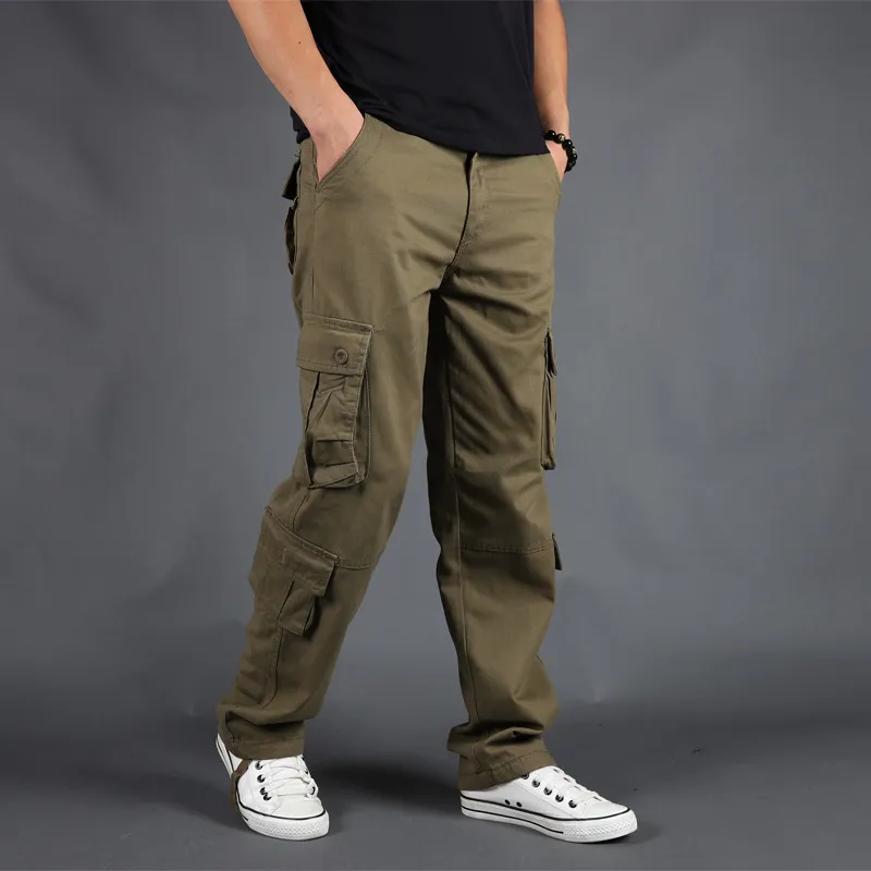 Men Cargo Pants Mens Loose Army Tactical Pants Multi pocket Trousers Pantalon Homme Big Size 42 Male Military Overalls