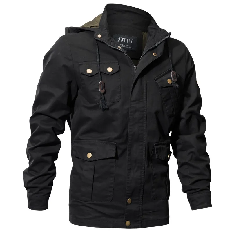Wholesale Designer Men Military Pilot Jackets Bomber Cotton Coat Tactical Army Hooded Jacket Male Casual Air Force Flight Jacket Plus Size M