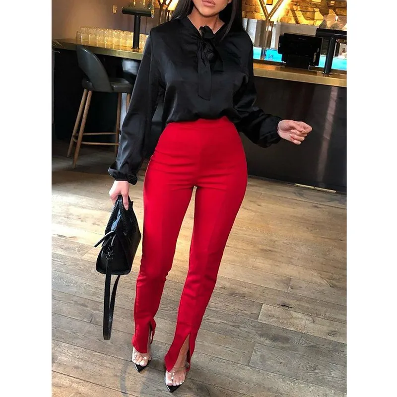 Red best sale pencil pants