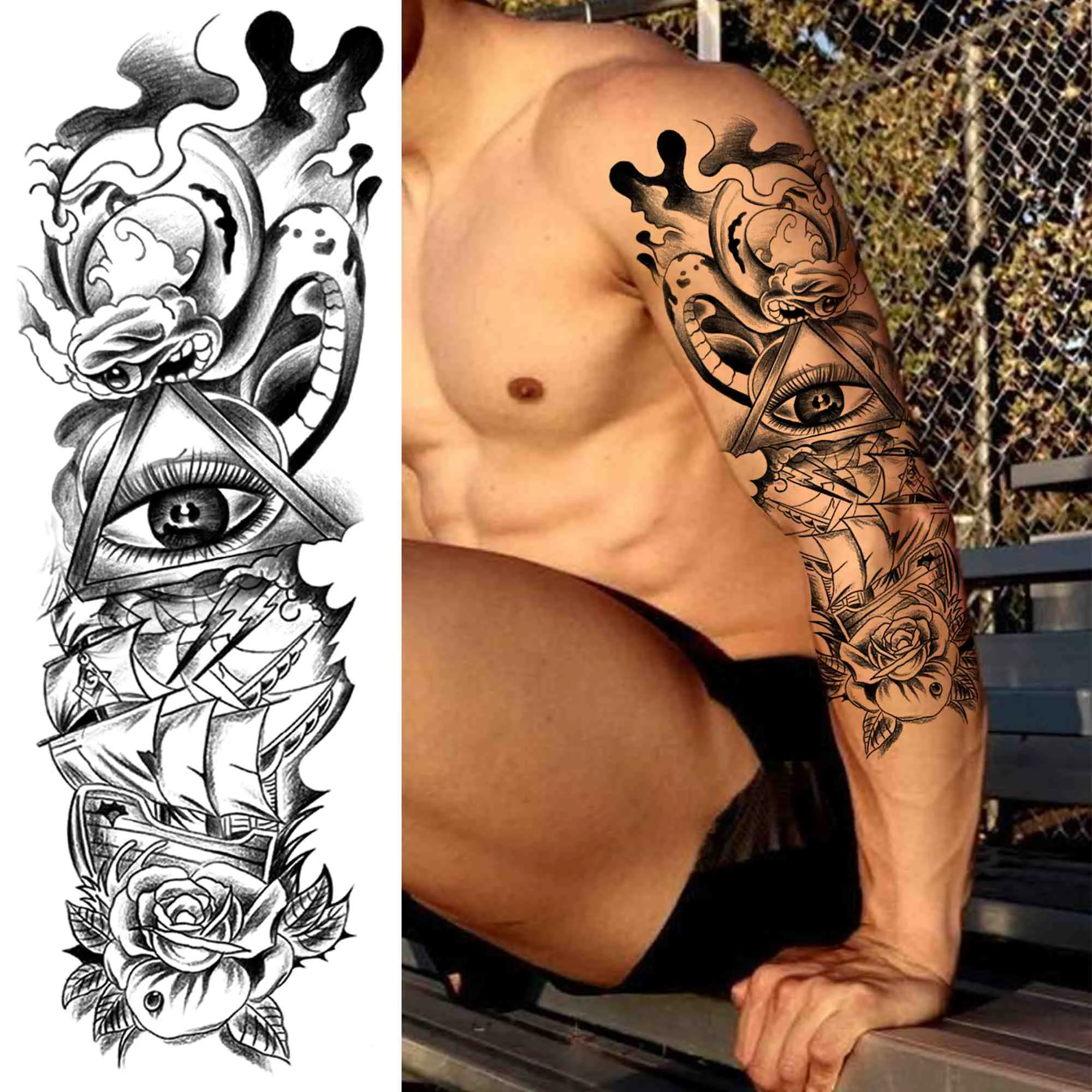 Amazon.com : Umama Lot of 3 Mini Tattoos Compass Tattoos Cartoon Fancy Rose  compass Temporary Tattoo Sticker 3D Waterproof Transfer for Men Women Make  up Body Fake : Beauty & Personal Care