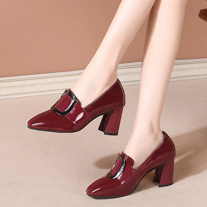 Elegant Women's Shoes Pointed Toe High Heels Pumps Block Heel Ladies Party  Work Career Footwear Brown Red Aimirlly - AliExpress