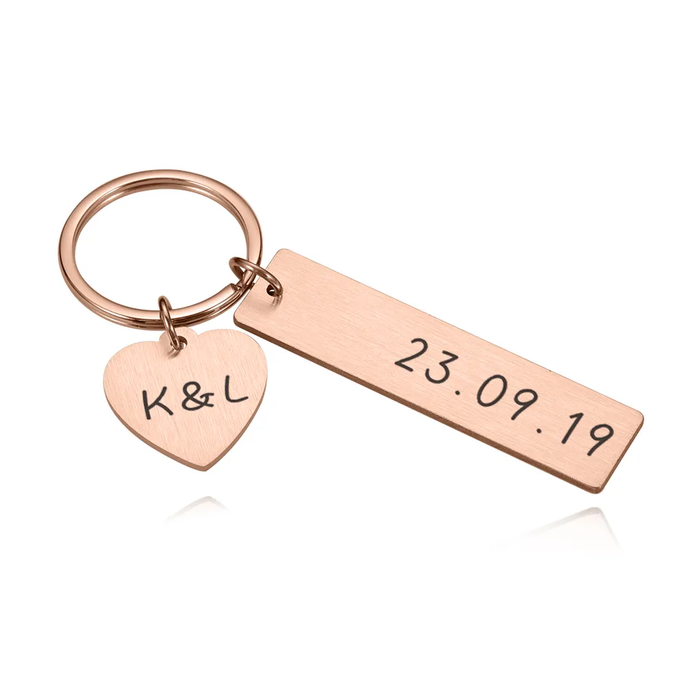 Letter J Floral Monogram Initial Heart Love Metal Keychain Key Chain Ring