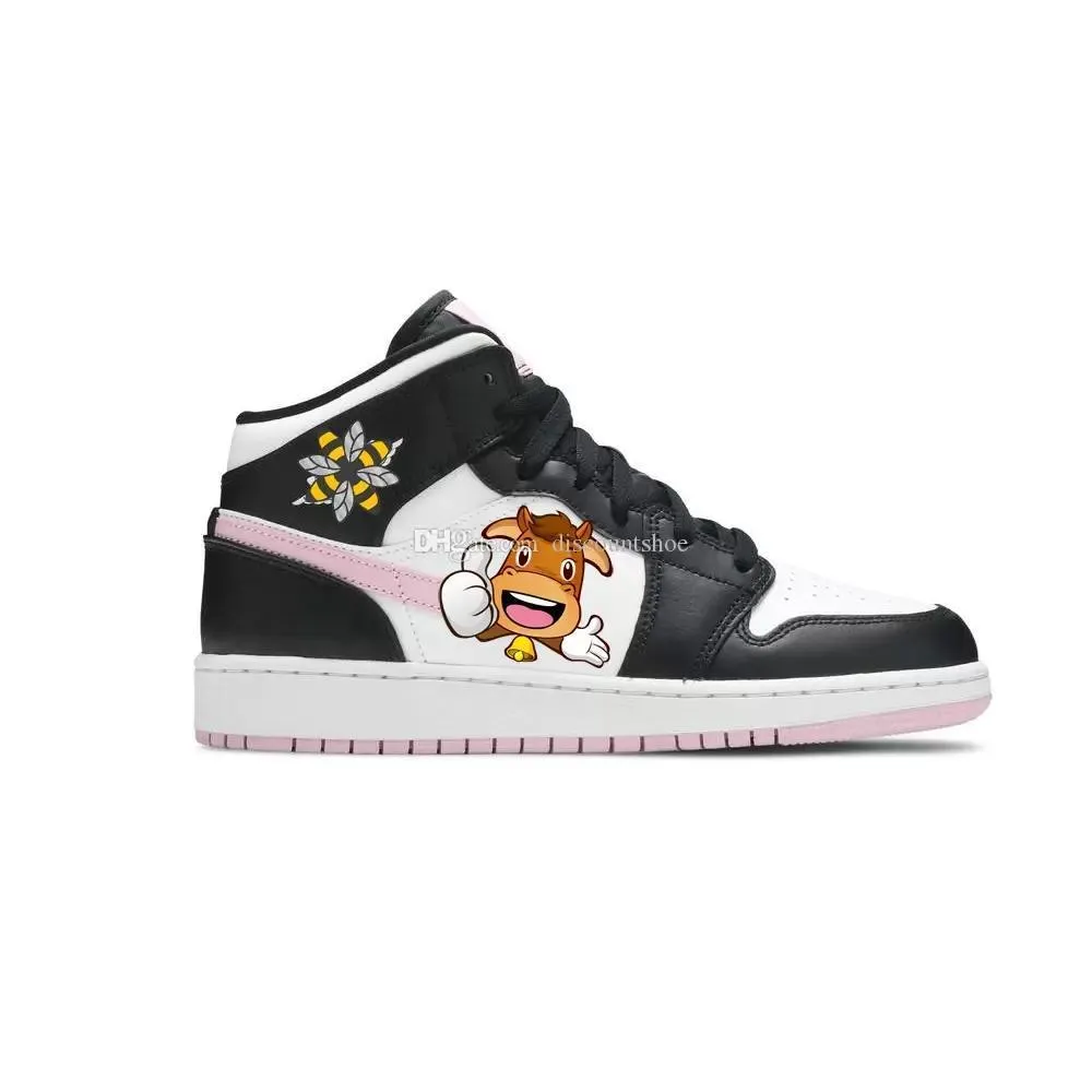 Jumpman 1 Mid GS White Light Arctic Pink Basketball Shoes 1s Men