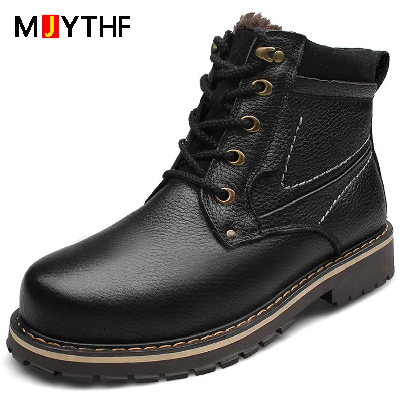 Premium Leather Mens Winter Boots With Velvet Lining Keep Your