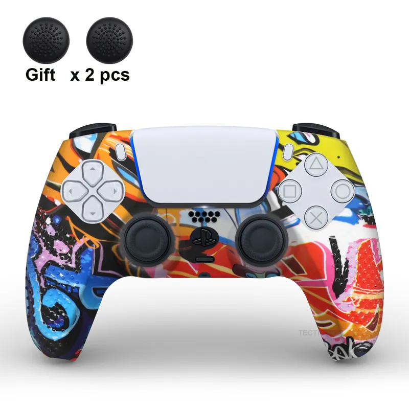 Custodia In Silicone Antigraffio Con 10 Tappi Impugnatura Per Controller PS5 Nera