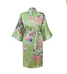 Silk Satin Robe For Women Solid Color Satin Sleepwear With Kimono Style ...