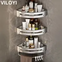 Estante de ducha de baño Joybos sin taladro estante de esquina montado en  la pared organizador de plástico de lujo soporte de ducha de baño
