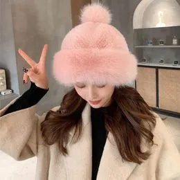 Fox Hats - Gorro de nieve para mujer, de lujo, de piel auténtica, elegante,  con parte superior de piel