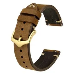 BISONSTRAP Bracelet Montre Cuir Texturé Véritable – Rapide Dégagement 18mm 20mm 22mm Homme Femme