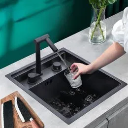 Noir Nano Roman Lavabo Évier Simple Créatif En Acier Inoxydable