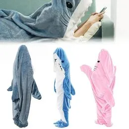 Shamdon Home Collection Hai-deken voor volwassenen en kinderen, draagbare haaiendeken, dekentrui voor dames en heren, gezellige, superzachte draagbare hoodiedeken, slaapzak, haai-kostuum